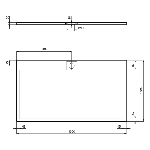 Immagine di Ideal Standard ULTRA FLAT S I.LIFE piatto doccia rettangolare L.180 P.90 cm, antiscivolo e con scarico nascosto sul lato lungo, in IdealSolid+, effetto pietra, colore sabbia finitura opaco T5230FT