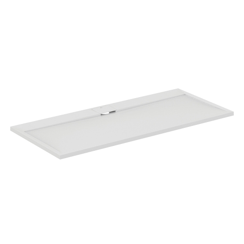 Immagine di Ideal Standard ULTRA FLAT S I.LIFE piatto doccia rettangolare L.180 P.80 cm, antiscivolo e con scarico nascosto sul lato lungo, in IdealSolid+, effetto pietra, colore bianco finitura opaco T5236FR