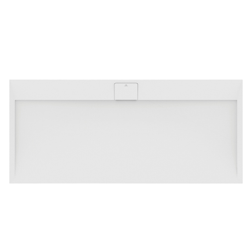 Immagine di Ideal Standard ULTRA FLAT S I.LIFE piatto doccia rettangolare L.180 P.80 cm, antiscivolo e con scarico nascosto sul lato lungo, in IdealSolid+, effetto pietra, colore bianco finitura opaco T5236FR