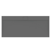 Immagine di Ideal Standard ULTRA FLAT S I.LIFE piatto doccia rettangolare L.180 P.80 cm, antiscivolo e con scarico nascosto sul lato lungo, in IdealSolid+, effetto pietra, colore grigio cemento finitura opaco T5236FS