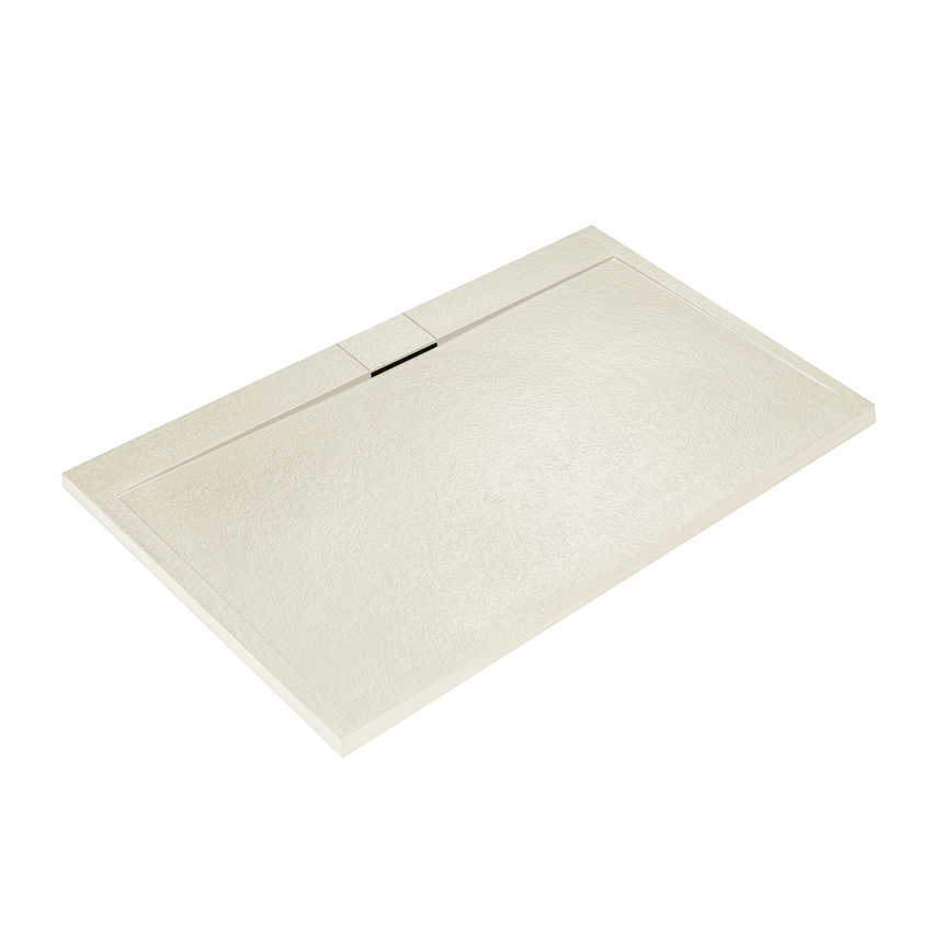 Immagine di Ideal Standard ULTRA FLAT S I.LIFE piatto doccia rettangolare L.180 P.80 cm, antiscivolo e con scarico nascosto sul lato lungo, in IdealSolid+, effetto pietra, colore sabbia finitura opaco T5236FT