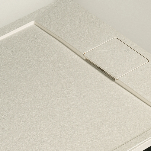 Immagine di Ideal Standard ULTRA FLAT S I.LIFE piatto doccia rettangolare L.180 P.80 cm, antiscivolo e con scarico nascosto sul lato lungo, in IdealSolid+, effetto pietra, colore sabbia finitura opaco T5236FT