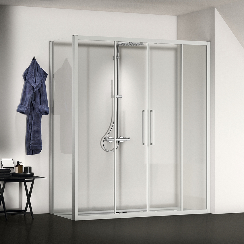 Immagine di Ideal Standard ULTRA FLAT S I.LIFE piatto doccia rettangolare L.170 P.90 cm, antiscivolo e con scarico nascosto sul lato lungo, in IdealSolid+, effetto pietra, colore bianco finitura opaco T5239FR