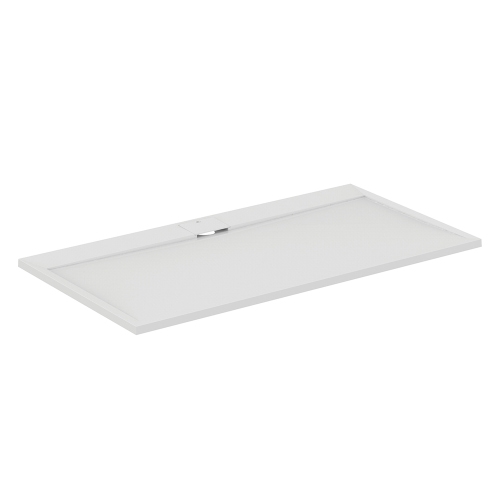 Immagine di Ideal Standard ULTRA FLAT S I.LIFE piatto doccia rettangolare L.170 P.90 cm, antiscivolo e con scarico nascosto sul lato lungo, in IdealSolid+, effetto pietra, colore bianco finitura opaco T5239FR