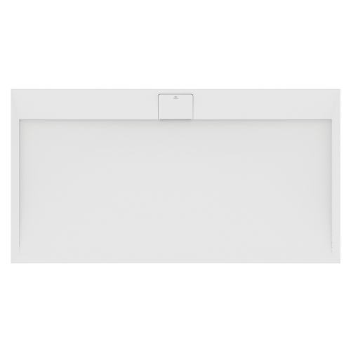 Immagine di Ideal Standard ULTRA FLAT S I.LIFE piatto doccia rettangolare L.170 P.90 cm, antiscivolo e con scarico nascosto sul lato lungo, in IdealSolid+, effetto pietra, colore bianco finitura opaco T5239FR