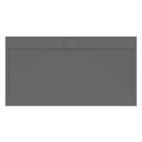 Immagine di Ideal Standard ULTRA FLAT S I.LIFE piatto doccia rettangolare L.170 P.90 cm, antiscivolo e con scarico nascosto sul lato lungo, in IdealSolid+, effetto pietra, colore grigio cemento finitura opaco T5239FS