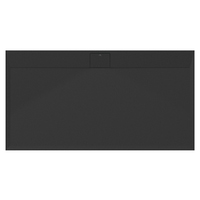 Immagine di Ideal Standard ULTRA FLAT S I.LIFE piatto doccia rettangolare L.170 P.90 cm, antiscivolo e con scarico nascosto sul lato lungo, in IdealSolid+, effetto pietra, colore nero finitura opaco T5239FV