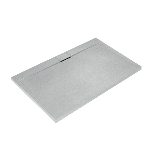 Immagine di Ideal Standard ULTRA FLAT S I.LIFE piatto doccia rettangolare L.170 P.80 cm, antiscivolo e con scarico nascosto sul lato lungo, in IdealSolid+, effetto pietra, colore bianco finitura opaco T5238FR