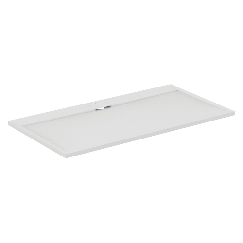 Immagine di Ideal Standard ULTRA FLAT S I.LIFE piatto doccia rettangolare L.170 P.80 cm, antiscivolo e con scarico nascosto sul lato lungo, in IdealSolid+, effetto pietra, colore bianco finitura opaco T5238FR