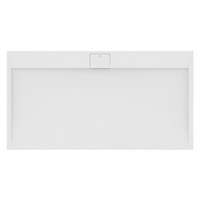 Immagine di Ideal Standard ULTRA FLAT S I.LIFE piatto doccia rettangolare L.170 P.80 cm, antiscivolo e con scarico nascosto sul lato lungo, in IdealSolid+, effetto pietra, colore bianco finitura opaco T5238FR