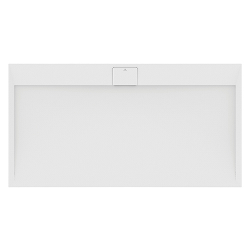 Immagine di Ideal Standard ULTRA FLAT S I.LIFE piatto doccia rettangolare L.170 P.80 cm, antiscivolo e con scarico nascosto sul lato lungo, in IdealSolid+, effetto pietra, colore bianco finitura opaco T5238FR