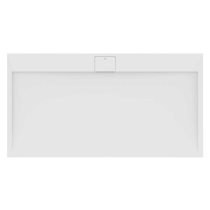 Immagine di Ideal Standard ULTRA FLAT S I.LIFE piatto doccia rettangolare L.170 P.80 cm, antiscivolo e con scarico nascosto sul lato lungo, in IdealSolid+, effetto pietra, colore bianco finitura opaco T5238FR