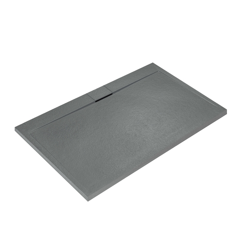 Immagine di Ideal Standard ULTRA FLAT S I.LIFE piatto doccia rettangolare L.170 P.80 cm, antiscivolo e con scarico nascosto sul lato lungo, in IdealSolid+, effetto pietra, colore grigio cemento finitura opaco T5238FS