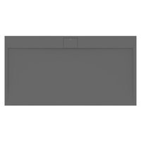 Immagine di Ideal Standard ULTRA FLAT S I.LIFE piatto doccia rettangolare L.170 P.80 cm, antiscivolo e con scarico nascosto sul lato lungo, in IdealSolid+, effetto pietra, colore grigio cemento finitura opaco T5238FS