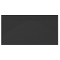Immagine di Ideal Standard ULTRA FLAT S I.LIFE piatto doccia rettangolare L.170 P.80 cm, antiscivolo e con scarico nascosto sul lato lungo, in IdealSolid+, effetto pietra, colore nero finitura opaco T5238FV