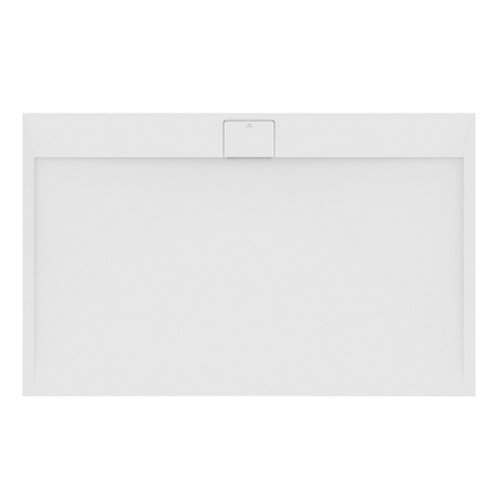 Immagine di Ideal Standard ULTRA FLAT S I.LIFE piatto doccia rettangolare L.140 P.80 cm, antiscivolo e con scarico nascosto sul lato lungo, in IdealSolid+, effetto pietra, colore bianco finitura opaco T5224FR