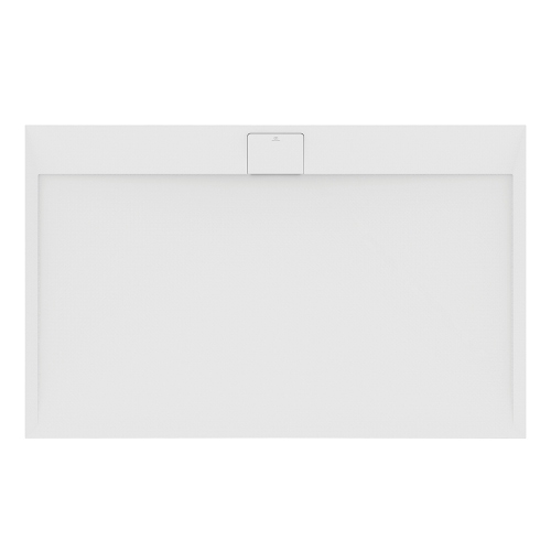 Immagine di Ideal Standard ULTRA FLAT S I.LIFE piatto doccia rettangolare L.140 P.80 cm, antiscivolo e con scarico nascosto sul lato lungo, in IdealSolid+, effetto pietra, colore bianco finitura opaco T5224FR