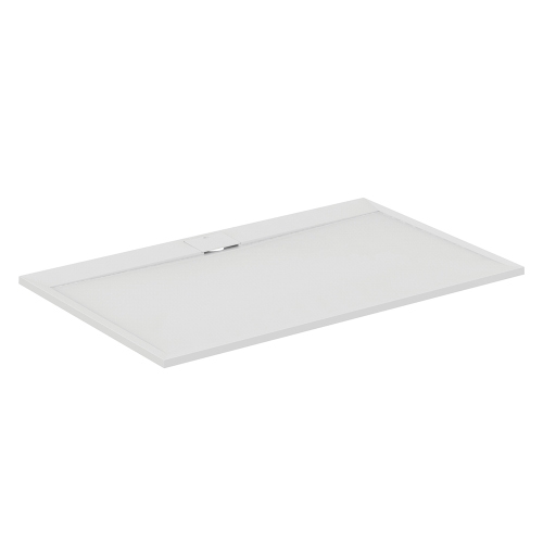 Immagine di Ideal Standard ULTRA FLAT S I.LIFE piatto doccia rettangolare L.140 P.80 cm, antiscivolo e con scarico nascosto sul lato lungo, in IdealSolid+, effetto pietra, colore bianco finitura opaco T5224FR