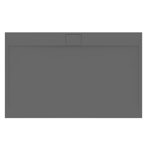 Immagine di Ideal Standard ULTRA FLAT S I.LIFE piatto doccia rettangolare L.160 P.100 cm, antiscivolo e con scarico nascosto sul lato lungo, in IdealSolid+, effetto pietra, colore grigio cemento finitura opaco T5232FS