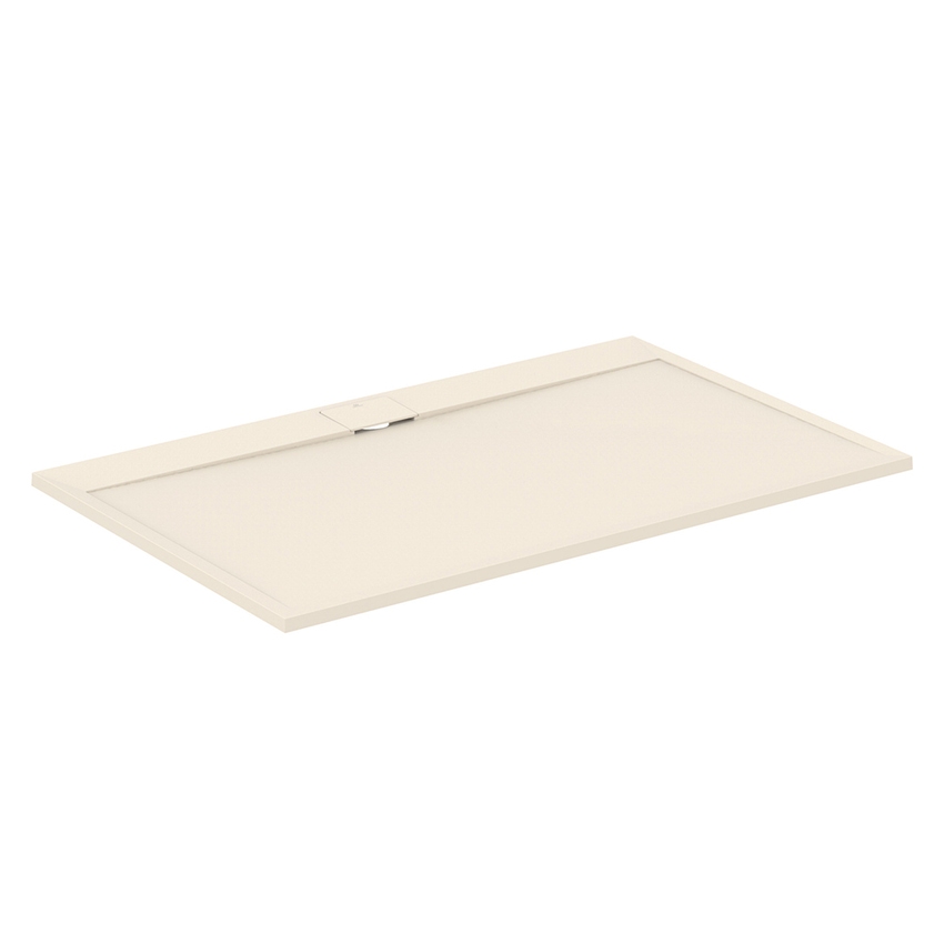 Immagine di Ideal Standard ULTRA FLAT S I.LIFE piatto doccia rettangolare L.160 P.100 cm, antiscivolo e con scarico nascosto sul lato lungo, in IdealSolid+, effetto pietra, colore sabbia finitura opaco T5232FT