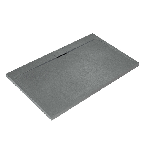 Immagine di Ideal Standard ULTRA FLAT S I.LIFE piatto doccia rettangolare L.160 P.80 cm, antiscivolo e con scarico nascosto sul lato lungo, in IdealSolid+, effetto pietra, colore grigio cemento finitura opaco T5225FS