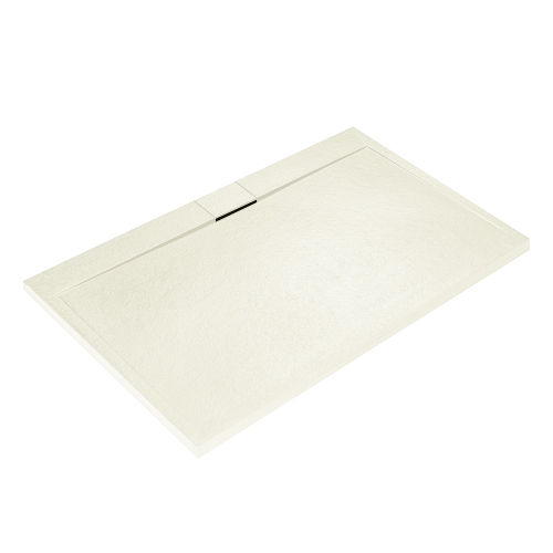 Immagine di Ideal Standard ULTRA FLAT S I.LIFE piatto doccia rettangolare L.140 P.90 cm, antiscivolo e con scarico nascosto sul lato lungo, in IdealSolid+, effetto pietra, colore sabbia finitura opaco T5222FT