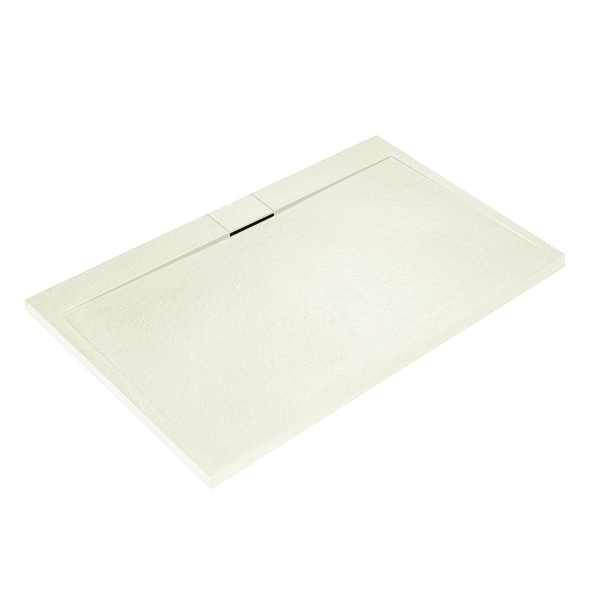 Immagine di Ideal Standard ULTRA FLAT S I.LIFE piatto doccia rettangolare L.140 P.80 cm, antiscivolo e con scarico nascosto sul lato lungo, in IdealSolid+, effetto pietra, colore sabbia finitura opaco T5224FT