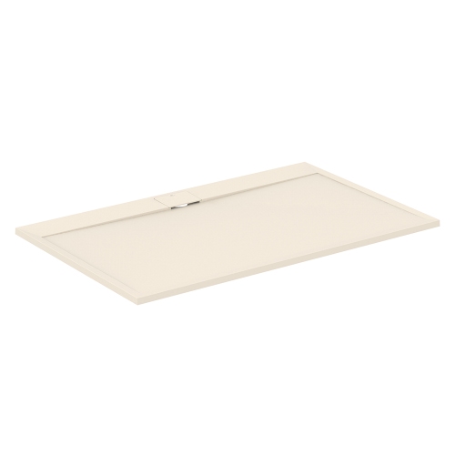 Immagine di Ideal Standard ULTRA FLAT S I.LIFE piatto doccia rettangolare L.140 P.90 cm, antiscivolo e con scarico nascosto sul lato lungo, in IdealSolid+, effetto pietra, colore sabbia finitura opaco T5222FT