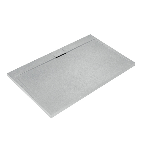 Immagine di Ideal Standard ULTRA FLAT S I.LIFE piatto doccia rettangolare L.140 P.70 cm, antiscivolo e con scarico nascosto sul lato lungo, in IdealSolid+, effetto pietra, colore bianco finitura opaco T5241FR