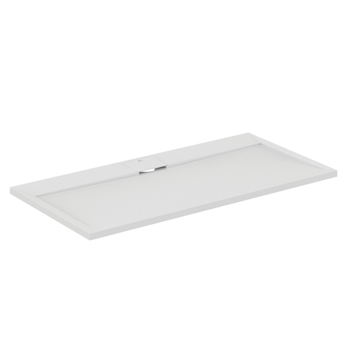 Immagine di Ideal Standard ULTRA FLAT S I.LIFE piatto doccia rettangolare L.140 P.70 cm, antiscivolo e con scarico nascosto sul lato lungo, in IdealSolid+, effetto pietra, colore bianco finitura opaco T5241FR