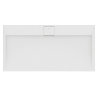 Immagine di Ideal Standard ULTRA FLAT S I.LIFE piatto doccia rettangolare L.140 P.70 cm, antiscivolo e con scarico nascosto sul lato lungo, in IdealSolid+, effetto pietra, colore bianco finitura opaco T5241FR