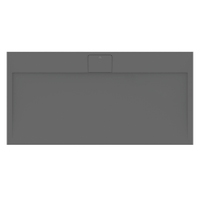 Immagine di Ideal Standard ULTRA FLAT S I.LIFE piatto doccia rettangolare L.140 P.70 cm, antiscivolo e con scarico nascosto sul lato lungo, in IdealSolid+, effetto pietra, colore grigio cemento finitura opaco T5241FS