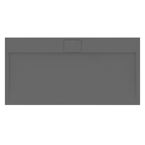 Immagine di Ideal Standard ULTRA FLAT S I.LIFE piatto doccia rettangolare L.140 P.70 cm, antiscivolo e con scarico nascosto sul lato lungo, in IdealSolid+, effetto pietra, colore grigio cemento finitura opaco T5241FS