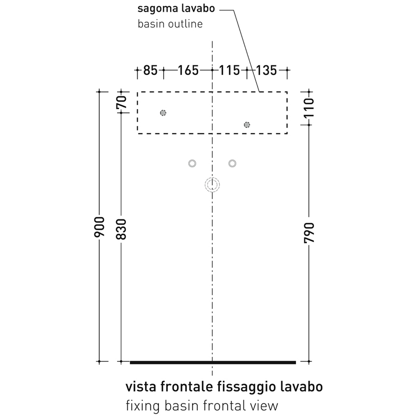 Immagine di Flaminia APPLIGHT 5025 SX lavabo L.50 P.25 cm, sospeso con piano rubinetteria a sinistra, senza troppopieno, colore argilla finitura opaco AP5025SXARG