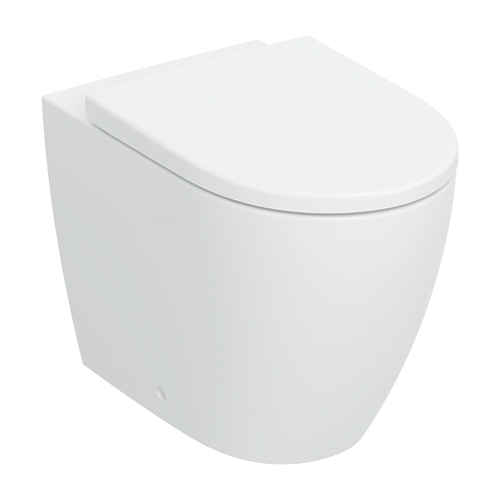 Immagine di Geberit ICON set sanitari a pavimento, vaso TURBOFLUSH, con sedile a chiusura ammortizzata, bidet monoforo con troppopieno, colore bianco finitura opaco 503.080.JT.1+502.384.JT.1