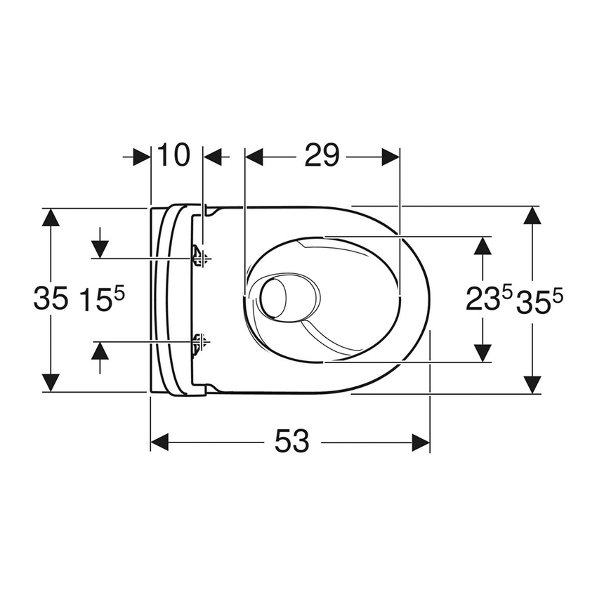 Immagine di Geberit ICON vaso sospeso TURBOFLUSH con fissaggi nascosti, sedile con discesa ammortizzata, colore bianco finitura lucido 503.046.00.1