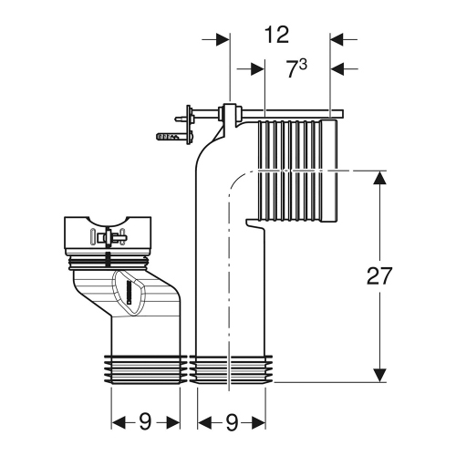 Immagine di Geberit Set per allacciamento per vaso a pavimento TurboFlush, uscita orizzontale 152.062.00.1
