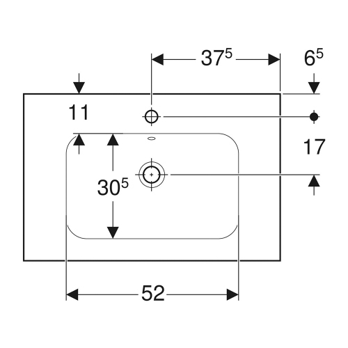 Immagine di Geberit ICON LIGHT lavabo L.75 cm, con foro rubinetteria e troppopieno, con superficie da appoggio, colore bianco finitura lucido 501.839.00.1