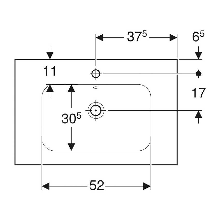 Immagine di Geberit ICON LIGHT lavabo L.75 cm, con foro rubinetteria e troppopieno, con superficie da appoggio, colore bianco finitura lucido 501.839.00.1