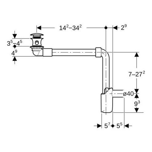 Immagine di Geberit Scarico per lavabo, versione compatta, tappo per piletta con azionamento a pressione, finitura cromo 152.075.21.1