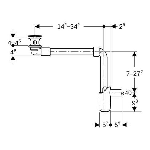 Immagine di Geberit Scarico per lavabo, versione compatta, con scarico libero e copertura della piletta di scarico, finitura cromo 152.092.21.1