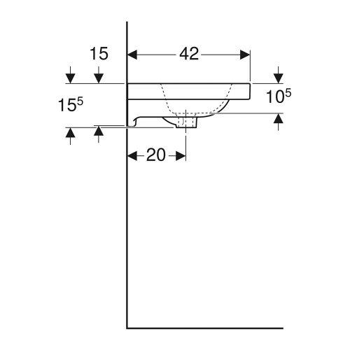 Immagine di Geberit ICON LIGHT lavabo compatto L.60 cm, con foro rubinetteria e troppopieno, colore bianco finitura lucido 501.841.00.1