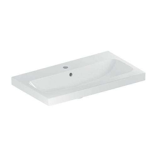 Immagine di Geberit ICON LIGHT lavabo compatto L.75 cm, con foro rubinetteria e troppopieno, colore bianco finitura lucido 501.842.00.1