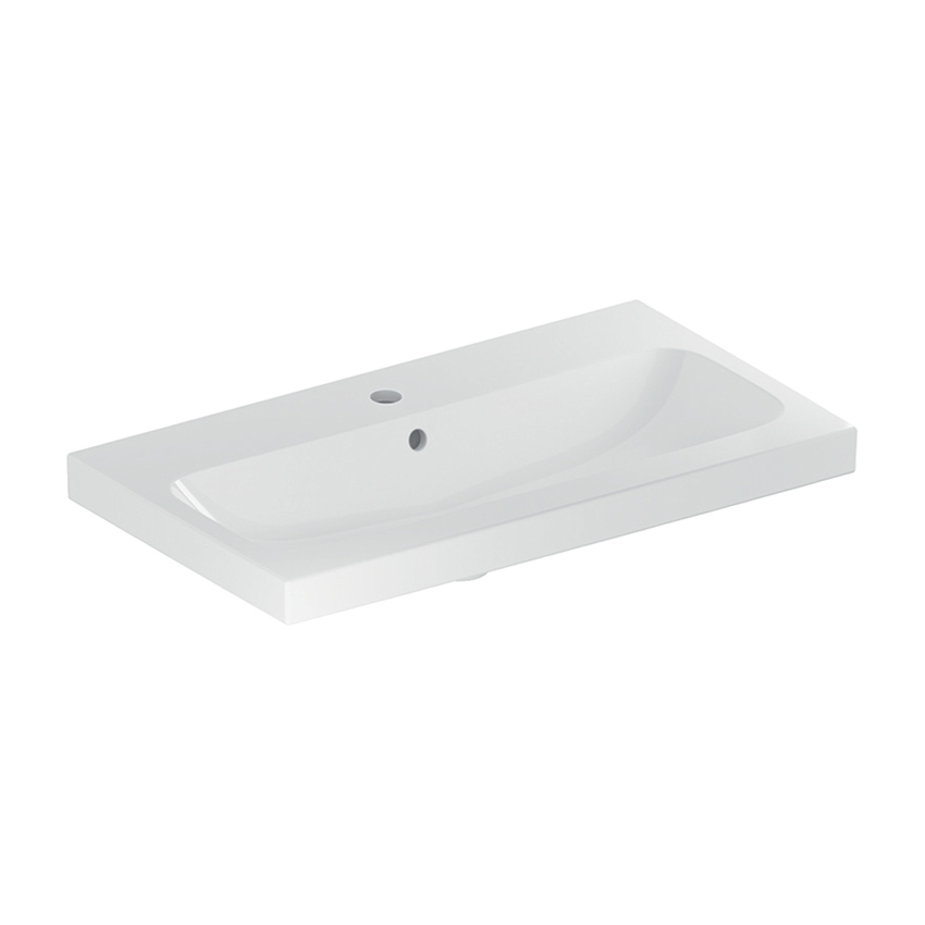Immagine di Geberit ICON LIGHT lavabo compatto L.75 cm, con foro rubinetteria e troppopieno, colore bianco finitura lucido 501.842.00.1