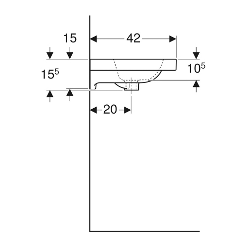 Immagine di Geberit ICON LIGHT lavabo compatto L.75 cm, con foro rubinetteria e troppopieno, colore bianco finitura lucido 501.842.00.1