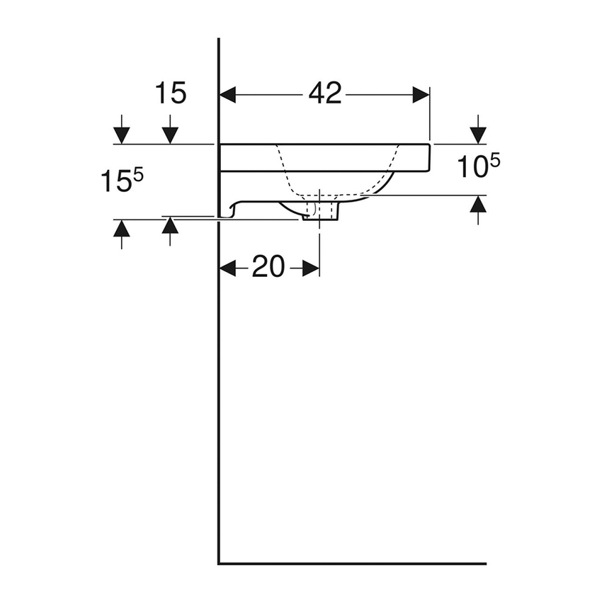 Immagine di Geberit ICON LIGHT lavabo compatto L.75 cm, con foro rubinetteria e troppopieno, colore bianco finitura lucido 501.842.00.1