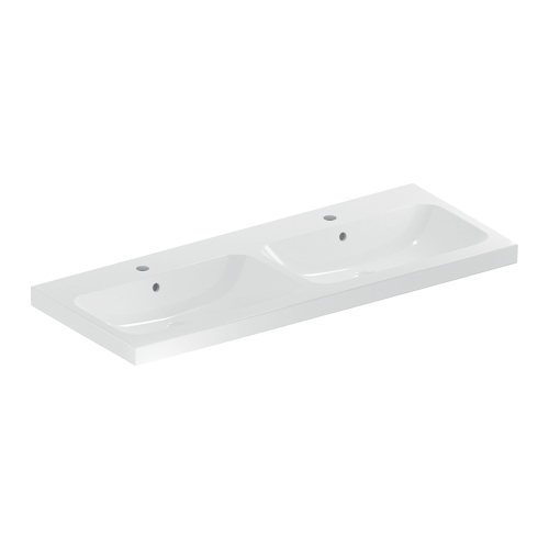 Immagine di Geberit ICON LIGHT lavabo doppio L.120 cm, con foro rubinetteria e troppopieno, colore bianco finitura lucido 501.838.00.1