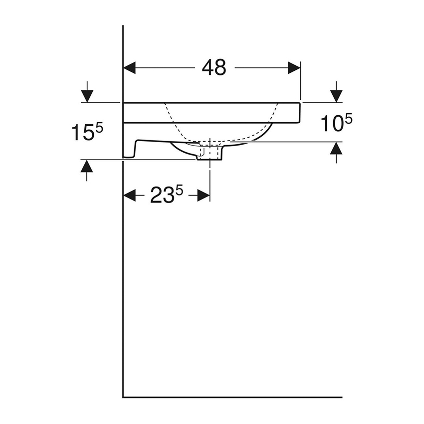 Immagine di Geberit ICON LIGHT lavabo doppio L.120 cm, con foro rubinetteria e troppopieno, colore bianco finitura lucido 501.838.00.1