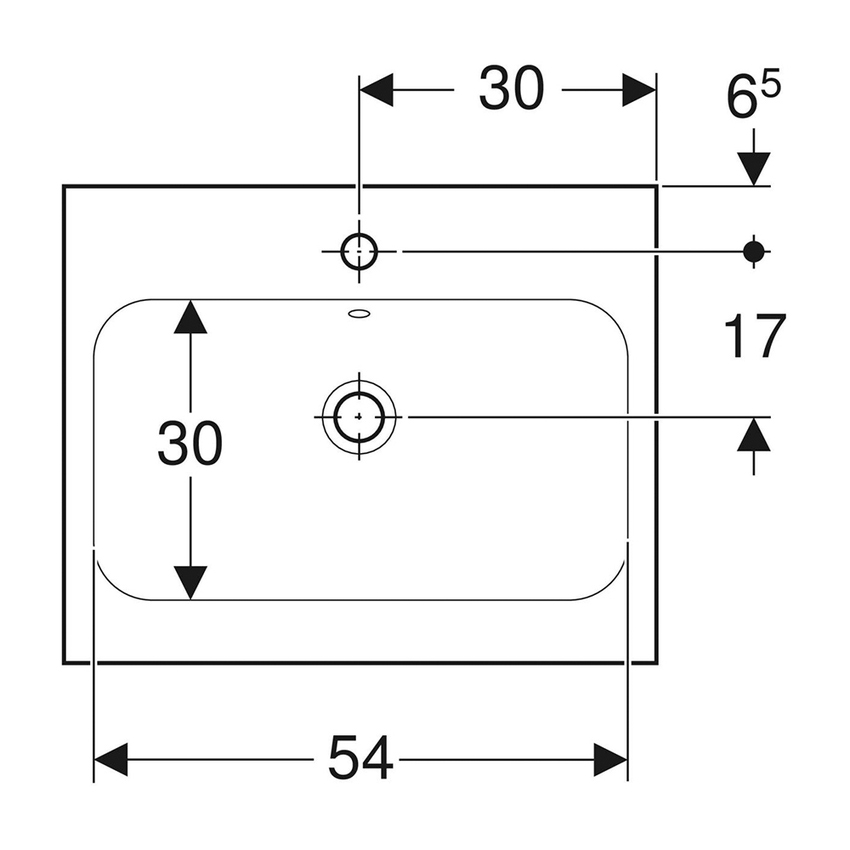 Immagine di Geberit ICON LIGHT lavabo da appoggio L.60 cm, con foro rubinetteria e troppopieno, lato inferiore e posteriore rettificato, colore bianco finitura opaco 501.847.JT.1