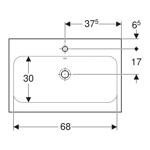Immagine di Geberit ICON LIGHT lavabo da appoggio L.75 cm, con foro rubinetteria e troppopieno, lato inferiore e posteriore rettificato, colore bianco finitura opaco 501.848.JT.1